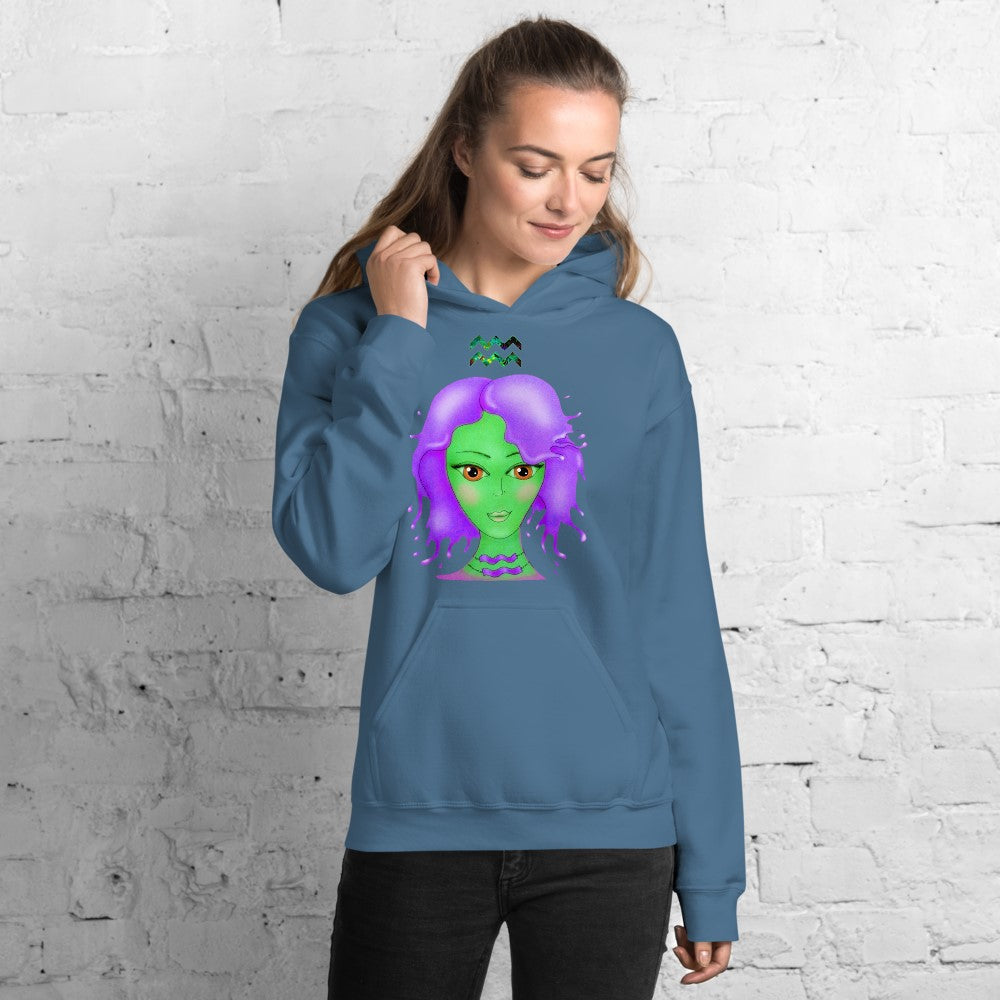 Athletic Casualwear Hoodie for Women- Aquarius Sun Sign. WickedYo.